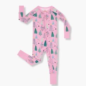 Little Sleepies Pink Christmas Trees Zippy Size 3-6 months
